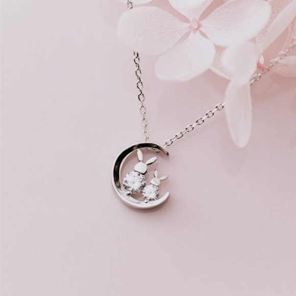SOLD Rose Gold Vermeil Bunny Crystal Necklace For Best Friend Necklace - Picture 4 of 6
